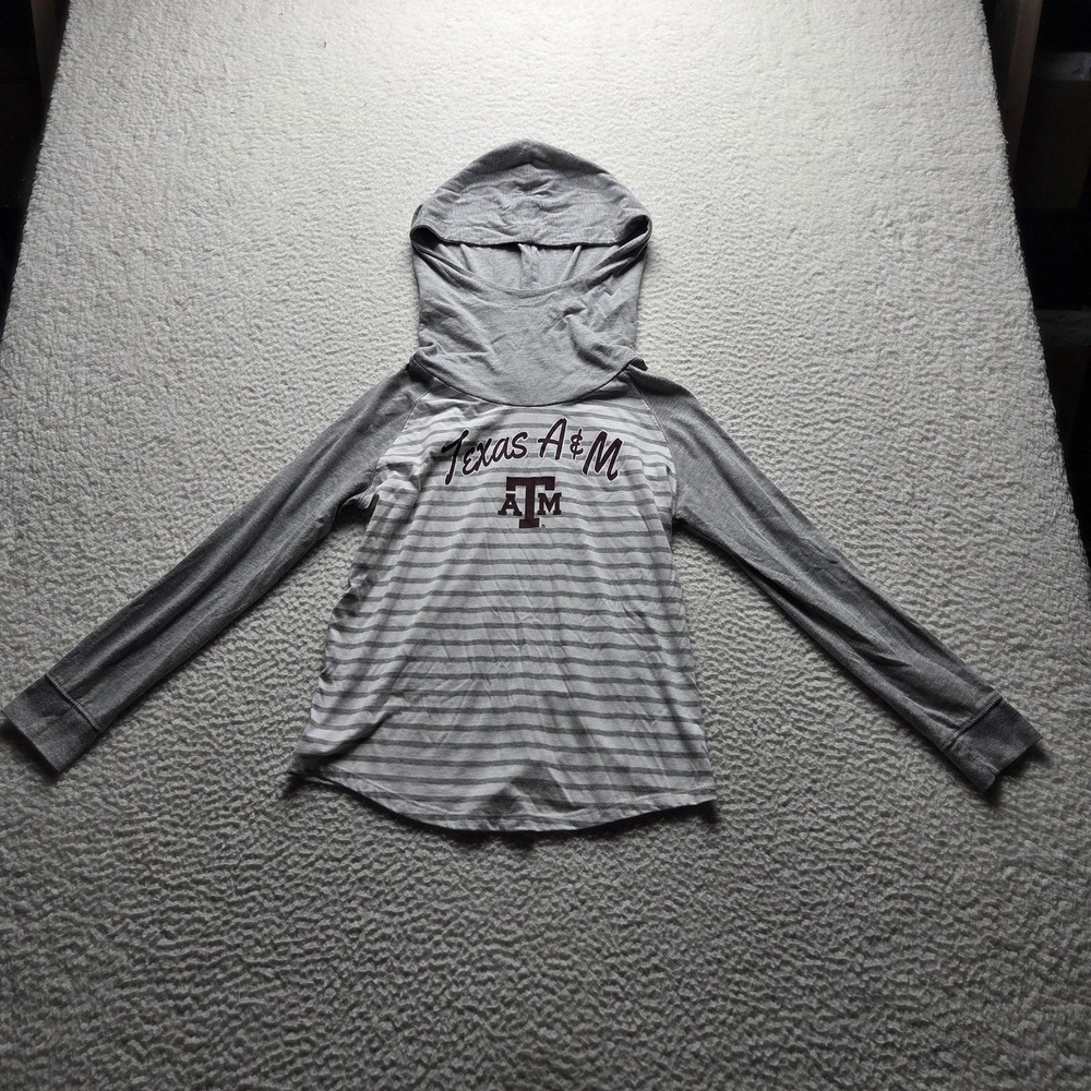 Texas A&M Aggies Shirt Girls XL Gray NCAA Football Colosseum Hooded Long Sleeve